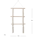 Bohemian handmade macrame wall hanging shelf with wood rods and tassels, 50x85cm - 50x85cm / Beige