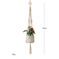 Dettaglio di un portapiante macramè fatto a mano da 100cm con anello in legno e cotone - Stile Spirale (A) / Beige
