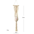 Detail of macrame plant hanger with diamond weave pattern and long tassels - Style A / Beige