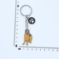 German Shepherd metal keychain with enamel finish and paw print charm, length 10.5cm - New Shepherd with Paw