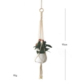 Dettaglio del portapiante in cotone da 95cm con rete intrecciata e anello in legno - Stile Rete con Nappine (C) / Beige