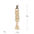 Handmade beige cotton macrame keychain with bronze lobster clasp and tassel decoration - Style C (Diamond Pattern) / Beige