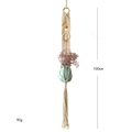 Dettaglio del portapiante macramè 100cm con anello in legno e specifica peso 90g - Beige / Stile B