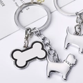 Porte-clés os de chien argenté avec breloque berger allemand et cristaux brillants - Schnauzer Os / 10cm