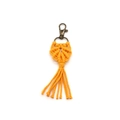 Handmade bohemian macrame keychain heart pendant with yellow cotton tassel and bronze clip - Orange