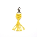 Handmade yellow macrame keychain with boho fringe and bronze lobster clasp - Yellow