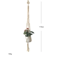 Dettaglio del portapiante in cotone intrecciato a mano con anello in legno, 110 cm e 100 g - Stile Rombo Vuoto (B) / Beige
