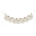 Decorazione da parete boho in macramè con frange di cotone crema e perle di legno marroni - 110*25cm / Beige Stile B