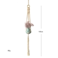 Dettaglio del gancio per piante macramé fatto a mano da 100 cm con nappe e anello in legno - Beige / Stile C