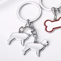 Porte-clés avec pendentifs chiots argentés polis, cristaux et pendentif os rouge - Border Collie / 10cm