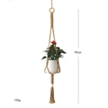Dettaglio del portapiante in juta intrecciata da 95 cm con anello in legno e nappe - Stile Corda di Canapa con Nappine (D) / Beige