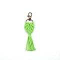 Handmade woven heart keychain with bright green cotton rope and retro bronze hook - Green