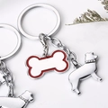 Porte-clés os de chien avec silhouette de chien en strass et pendentif en os rouge - Border Collie Os / 10cm
