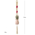 Portapiante boho in corda di cotone fatta a mano con nappe rosa e anello in legno - Beige / Stile D