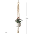 Dettaglio di fioriera sospesa boho in cotone con lunghezza 100cm e anello in legno - Beige / Stile E