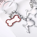 Porte-clés poli avec pendentifs caniche et os pour cadeaux créatifs de chiens - Caniche Os / 10cm
