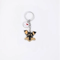 Cartoon dog zinc alloy keychain with I Love Dogs tag and colorful enamel finish - Dachshund Head with Heart