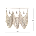 Handmade bohemian wall tapestry in cream cotton with triple arch design and tassels - Tapestry Only (Without Wooden Rod) / Beige (z210) / 120x110cm