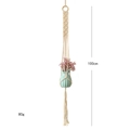 Detail of 100cm macrame plant hanger showing woven cotton rope and wood ring - Beige / Style F