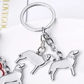 Porte-clés chien labrador en métal argenté avec collier en strass brillant - Golden Retriever / 10cm