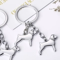 Porte-clés chien en métal argenté avec collier étincelant en strass brillant - Beagle / 10cm