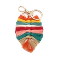 Handmade bohemian cotton rope woven feather keychain with colorful tassels and golden clasp - 6*13cm / Multicolor