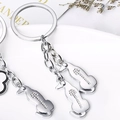 Porte-clés en métal argenté poli avec pendentifs chat ornés de strass sur plateau blanc - Labrador / 10cm