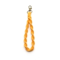 Handmade bright yellow macrame spiral woven cotton keychain with bronze lobster clasp - Orange