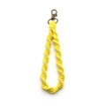 Vibrant yellow macrame wristlet keychain with vintage bronze lobster clasp finish - Yellow