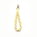 Handmade cream white macrame cotton rope braided keychain with vintage bronze lobster clasp - Light Yellow