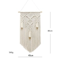 Arazzo macramè 45x80cm fatto a mano con motivo a rombi e lunghe nappe in corda di cotone - Beige / 50*80cm