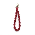 Bohemian wine red hand-woven cotton wrist keychain with a vintage bronze lobster clasp - Burgundy