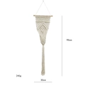 Handmade boho macrame wall hanging with wooden rod and fringe tassels for home decor - Style C / Beige