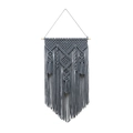 Arazzo in macramè fatto a mano grigio scuro con motivi intrecciati e lunghe frange - Grigio / 50*80cm