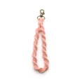 Pink cotton woven rope keychain with bronze lobster clasp in Bohemian style - Light Pink