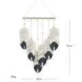 Boho wandkleed met handgeweven veren van katoen in donkergrijs en crème op hout - 40*70cm / Grijs