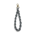 Gray cotton hand-woven spiral knot keychain with bronze lobster clasp in boho style - Gray