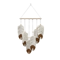 Bohemian handmade cotton leaf macrame wall hanging in brown and white finish - 40*70cm / Khaki