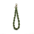 Handmade olive green braided cotton wrist strap keychain with bronze lobster clasp - Army Green