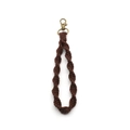 Handmade coffee macrame wristlet strap with metallic clasp in bohemian style - Dark Coffee