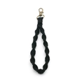Handmade black macrame braided bracelet keychain with antique bronze lobster clasp - Black