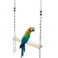 Noorse stijl vogelschommel met houten plank en wit gevlochten katoenen touw - Beige / 40*110cm