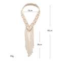Handmade beige macrame cotton headband with long fringe tassels and 40cm length - Off White / Style A