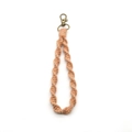 Handmade apricot pink spiral knot cotton rope keychain with bronze lobster clasp - Light Khaki