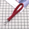 Handwoven deep red cotton rope keychain bracelet with silver metal lobster clasp - 2.5*18cm / Burgundy