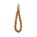 Handmade brown macrame woven cotton keychain with vintage bronze lobster clasp hook - Khaki