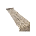 Handmade boho macrame table runner with cotton rope geometric patterns and fringe - 35*160cm / Beige