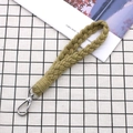 Olive green braided cotton rope keychain with durable silver metal lobster clasp - 2.5*18cm / Khaki