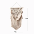 Detail of 40x75cm boho woven macrame wall hanging with geometric patterns and tassels - 40*75CM / Off White