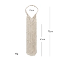 Handmade cream macramé bohemian cotton headband with tassels and measurements - Off White / Style D